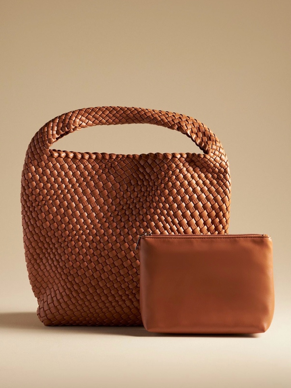 Anthropologie Antik Kraft Woven Faux Leather Slouchy Bag